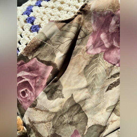 Vintage Brown & Pink Rose Floral Mini Dress Medium Romantic Whimsigoth Fairycore - Picture 5 of 9